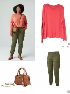 Capsule Set J Brand Joggers / Coral Knit Top Kurt Geiger Mini Kensington Bag